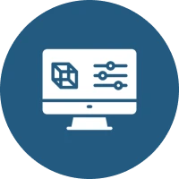 Computer with settings icon