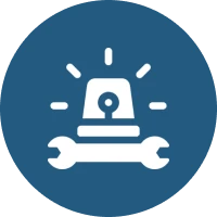 Emergency alert symbol with wrench